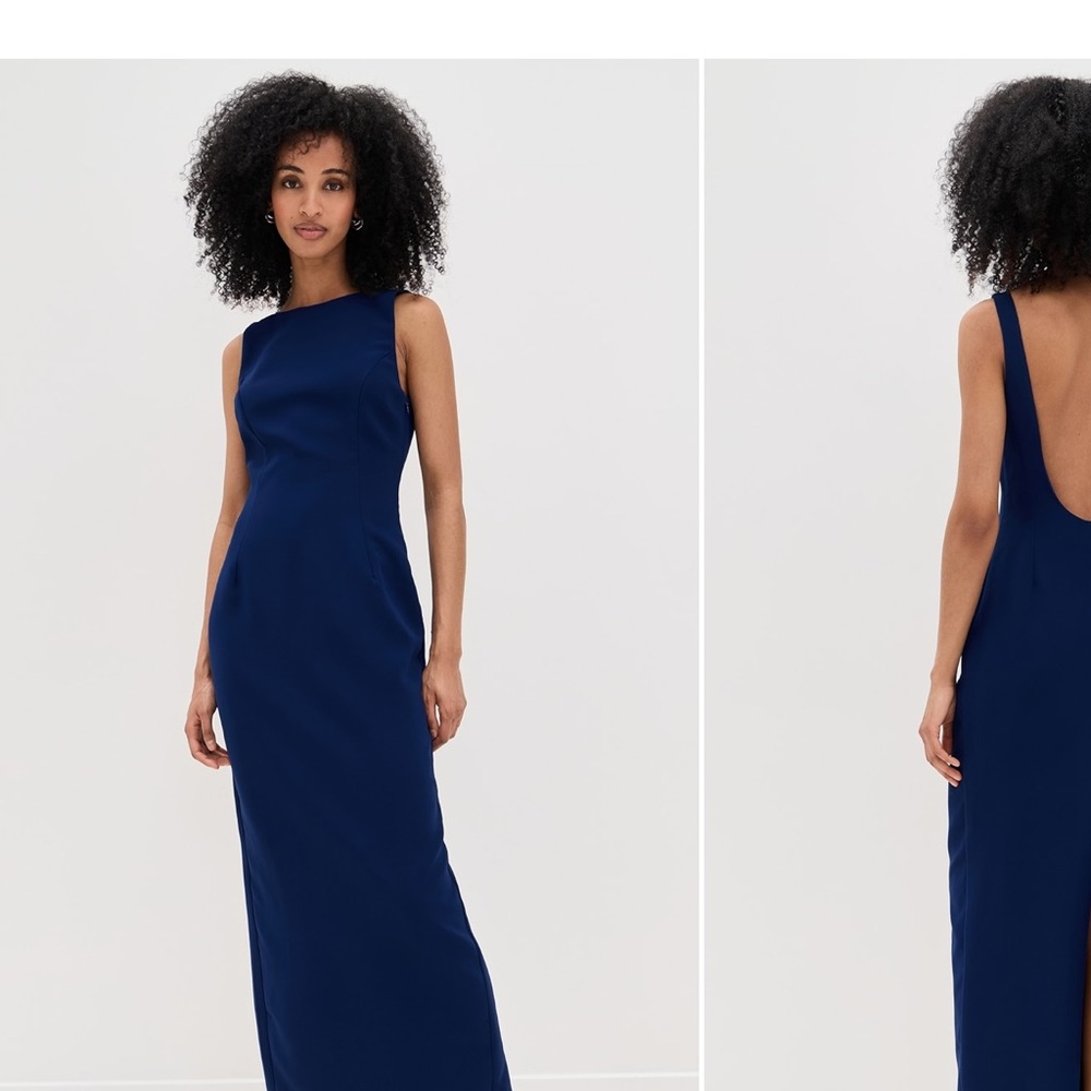 Amanda Uprichard Marbella Maxi Navy Blue Evening Gown